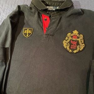 Mens XL Polo Elite RRL Black w red trim and badges beautiful